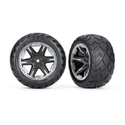 Tires & wheels. assembled. glued (2.8') (RXT black & chrome [TRX6768X]