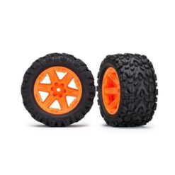 Tires & wheels, assembled, glued (2.8) (Rustler 4X4 orange wheels, Talon Extreme [TRX6773A]