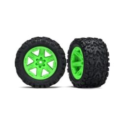 Tires & wheels, assembled, glued (2.8) (Rustler 4X4 green wheels, Talon Extreme [TRX6773G]