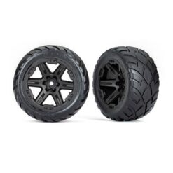 Tires & wheels. assembled. glued (2.8') (RXT black wheels. A [TRX6775]