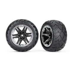 Tires & wheels. assembled. glued (2.8') (RXT black & chrome [TRX6775X]