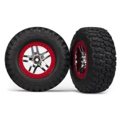 Tire & wheel assy, glued (SCT Split-Spoke chrome, red beadlo [TRX6873A]