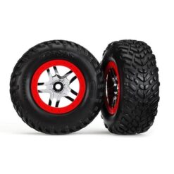 TRAXXAS Tires &wheels. glued on SCT chrome plit sp wheels TS [TRX6891]