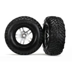 Tires & wheels, glued on SCT Satin hrome split sp wheels TSM, TRX6892 [TRX6892]