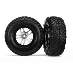 Tires & wheels, glued on SCT Satin hrome wheels TSM S1 compo, TRX6892R [TRX6892R]
