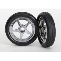 Tires & wheels, assembled, glued (5-spoke chrome wheels, tir [TRX6975]