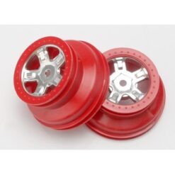 Wheels, SCT satin chrome, red beadlock style, dual profile ( [TRX7072A]