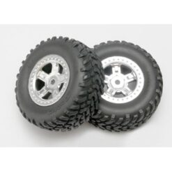 Tires and wheels, assembled, glued (SCT satin chrome wheels, [TRX7073]