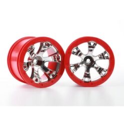 Wheels, Geode 2.2 (chrome, red beadlock style) (12mm hex) [TRX7271]