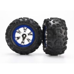 Tires and wheels, assembled, glued (Geode chrome, blue beadl [TRX7274]