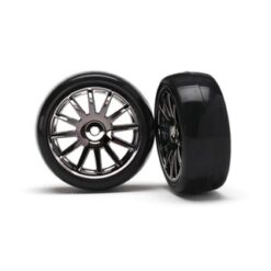 12-Sp Blk Wheels, Slick Tires Tires & Wh [TRX7573A]