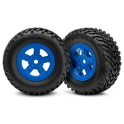 Tires and wheels, ass, glued (SCT blue wheels, SCT off-road, TRX7674 [TRX7674]