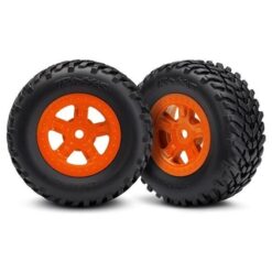 Tires and wheels, ass, glued (SCT Orange wheels, SCT off-r, TRX7674A [TRX7674A]