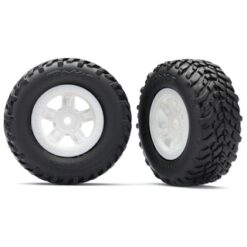 Tires and wheels, assembled, glued (SCT white wheels, SCT off-road racing tires) [TRX7674X]