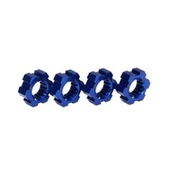 Wheel hubs, hex (2)/ hex clips aluminum (blue-anodized) (4), TRX7756X [TRX7756X]