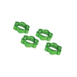 Wheel nuts, splined, 17mm, serrated (green-anodized) (4), TRX7758G [TRX7758G]