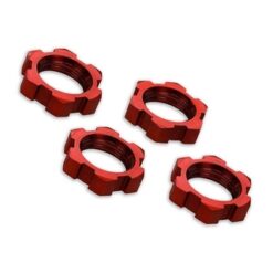 Wheel nuts, splined, 17mm, serrated (red-anodized) (4) [TRX7758R]