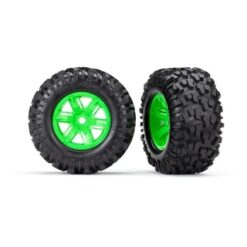 Tires & wheels, assembled, glued (X-Maxx green wheels, Maxx AT tires, foam inser [TRX7772G]