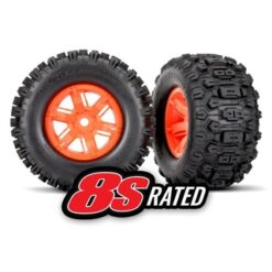 Tires & wheels. assembled. glued (X-Maxx® orange wheels. Sle [TRX7774T]