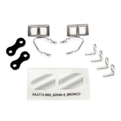 Mirrors, side, chrome (left & right)/ retainers (2)/ body clips (4) [TRX8073X]