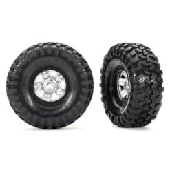 Tires and wheels, assembled, glued (TRX-4 Sport, satin chrome, black beadlock 1.9' wheels, Canyon Trail 4.6x1.9' tires) (2) [TRX8179X]