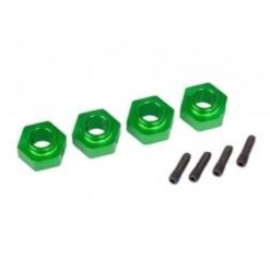 Wheel hubs, 12mm hex, 6061-T6 aluminum (green-anodized) (4)/ screw pin (4) [TRX8269G]
