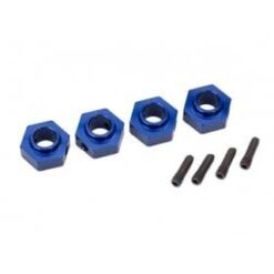 Wheel hubs, 12mm hex, 6061-T6 aluminum (blue-anodized) (4)/ screw pin (4) [TRX8269X]