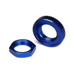 Servo saver nuts, aluminum, blue-anodized (hex (1), serrated, TRX8345 [TRX8345]