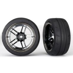 Tires and wheels, assembled, glued (split-spoke black chrome, TRX8374 [TRX8374]