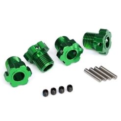 Wheel hubs, splined, 17mm (green-anodized) (4)/ 4x5 GS (4), 3x14mm pin (4) [TRX8654G]
