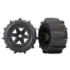 Tires & wheels, assembled, glued (black 3.8' wheels, paddle tires, foam inserts) [TRX8674]