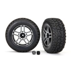Tires and wheels, assembled, glued (2.6 black, satin chrome-plated Mercedes-Benz [TRX8872]