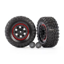 Tires and wheels, assembled, glued (2.2'black wheels, 2.2' tires) (2)/ center ca [TRX8874]