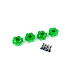 Wheel hubs, hex, aluminum (green-anodized) (4)/ 4x13mm screw pins (4) [TRX8956G]