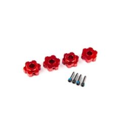 Wheel hubs, hex, aluminum (red-anodized) (4)/ 4x13mm screw pins (4) [TRX8956R]