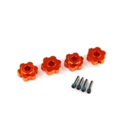 Wheel hubs, hex, aluminum (orange-anodized) (4)/ 4x13mm screw pins (4) [TRX8956T]