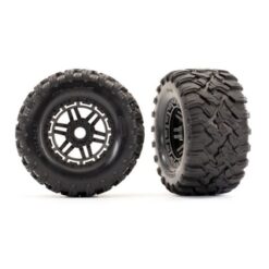 Tires & wheels, assembled, glued (black wheels, Maxx All-Terrain tires, foam ins [TRX8972]