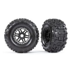 Tires & wheels, assembled, glued (black wheels, dual profile [TRX8973]