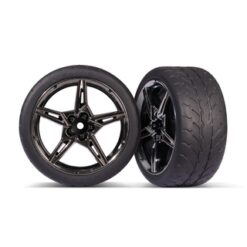 Tires and wheels, assembled, glued (split-spoke black chrome wheels, 1.9' Respon [TRX9371]