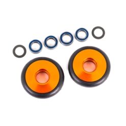Wheels, wheelie bar, 6061-T6 aluminum (orange-anodized) (2)/ 5x8x2.5mm ball bearings (4)/ o-rings (2)/ 5x8x0.3mm TW (2) [TRX9461A]