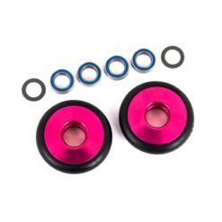 Wheels, wheelie bar, 6061-T6 aluminum (pink-anodized) (2)/ 5x8x2.5mm ball bearings (4)/ o-rings (2)/ 5x8x0.3mm TW (2) [TRX9461P]