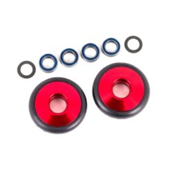 Wheels, wheelie bar, 6061-T6 aluminum (red-anodized) (2)/ 5x8x2.5mm ball bearings (4)/ o-rings (2)/ 5x8x0.3mm TW (2) [TRX9461R]