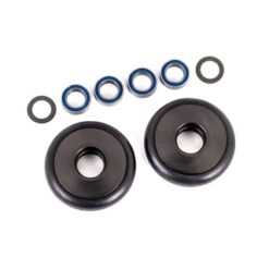 Wheels, wheelie bar, 6061-T6 aluminum (gray-anodized) (2)/ 5x8x2.5mm ball bearings (4)/ o-rings (2)/ 5x8x0.3mm TW (2) [TRX9461T]