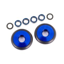 Wheels, wheelie bar, 6061-T6 aluminum (blue-anodized) (2)/ 5x8x2.5mm ball bearings (4)/ o-rings (2)/ 5x8x0.3mm TW (2) [TRX9461X]