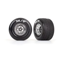 Tires & wheels, assembled, glued (Weld chrome with black wheels, tires, foam ins [TRX9475R]