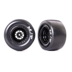 Tires & wheels, assembled, glued (Weld glossy black wheels, Mickey Thompson Drag Slicks, sticky compound, foam inserts) (rear) (2) [TRX9476]
