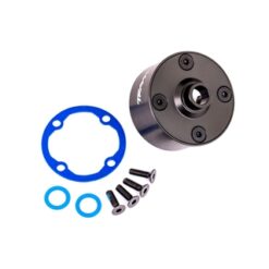 Carrier, differential (aluminum, dark titanium-anodized)/ differential bushing/ ring gear gasket/ 3x10mm CCS (4) [TRX9581A]