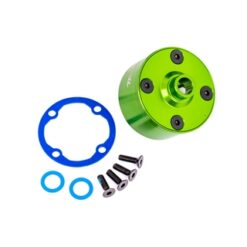 Carrier, differential (aluminum, green-anodized)/ differential bushing/ ring gear gasket/ 3x10mm CCS (4) [TRX9581G]