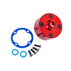 Carrier, differential (aluminum, red-anodized)/ differential bushing/ ring gear gasket/ 3x10mm CCS (4) [TRX9581R]