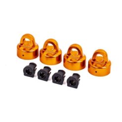 Shock caps, aluminum (orange-anodized), GTX shocks (4)/ spacers (4) (for Sledge) [TRX9664T]